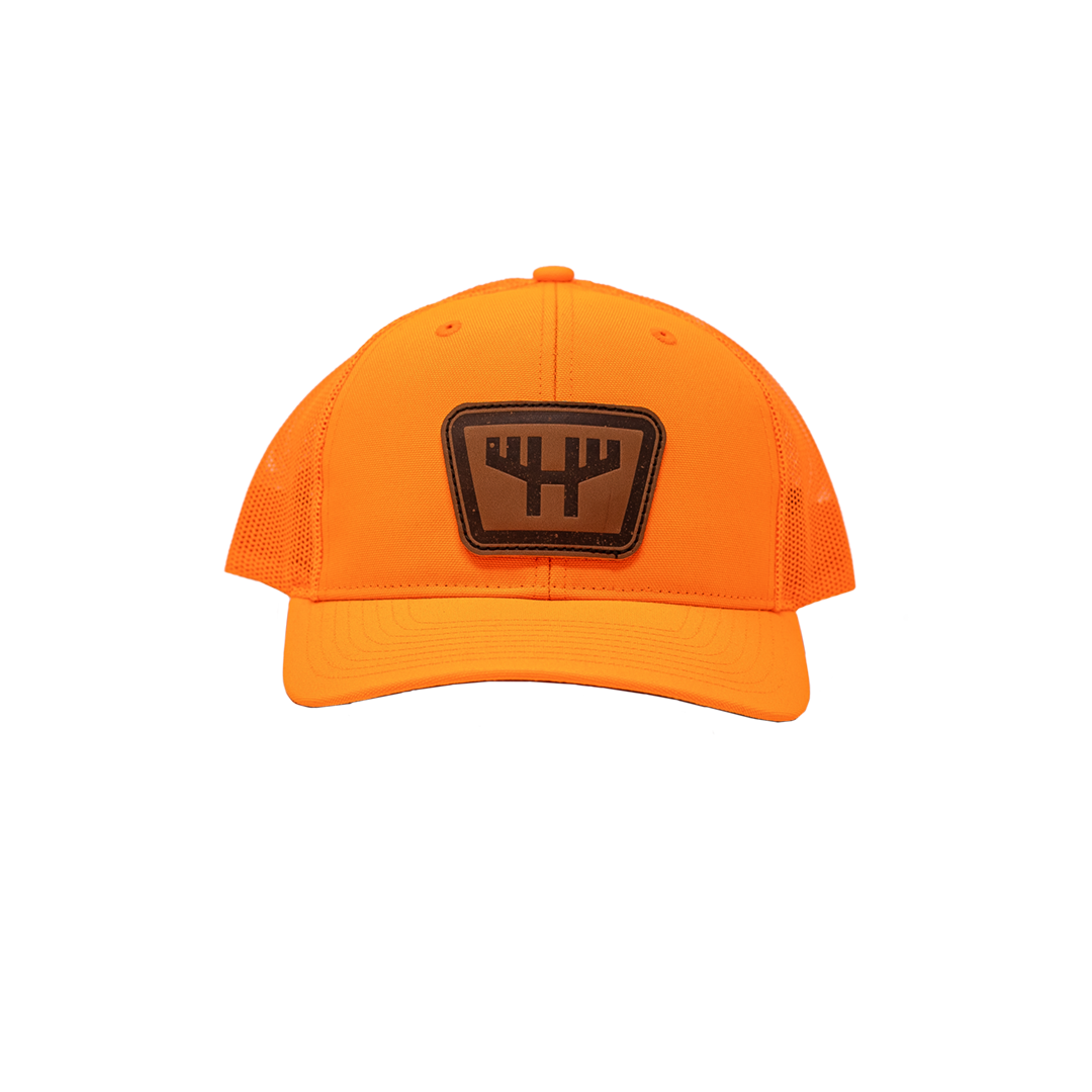 huntr h logo orange hat side|huntr h logo orange hat front