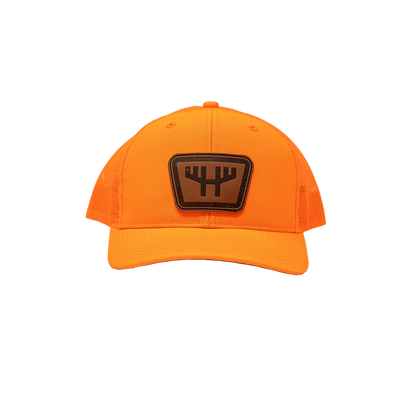 huntr h logo orange hat side|huntr h logo orange hat front