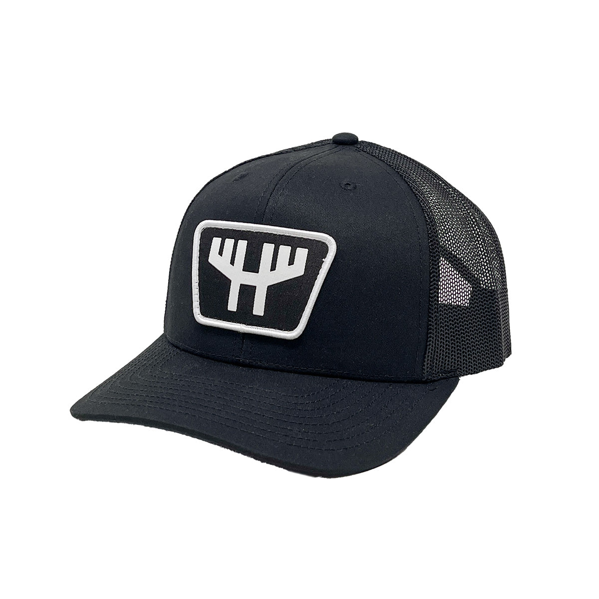 huntr black mesh H patch hat