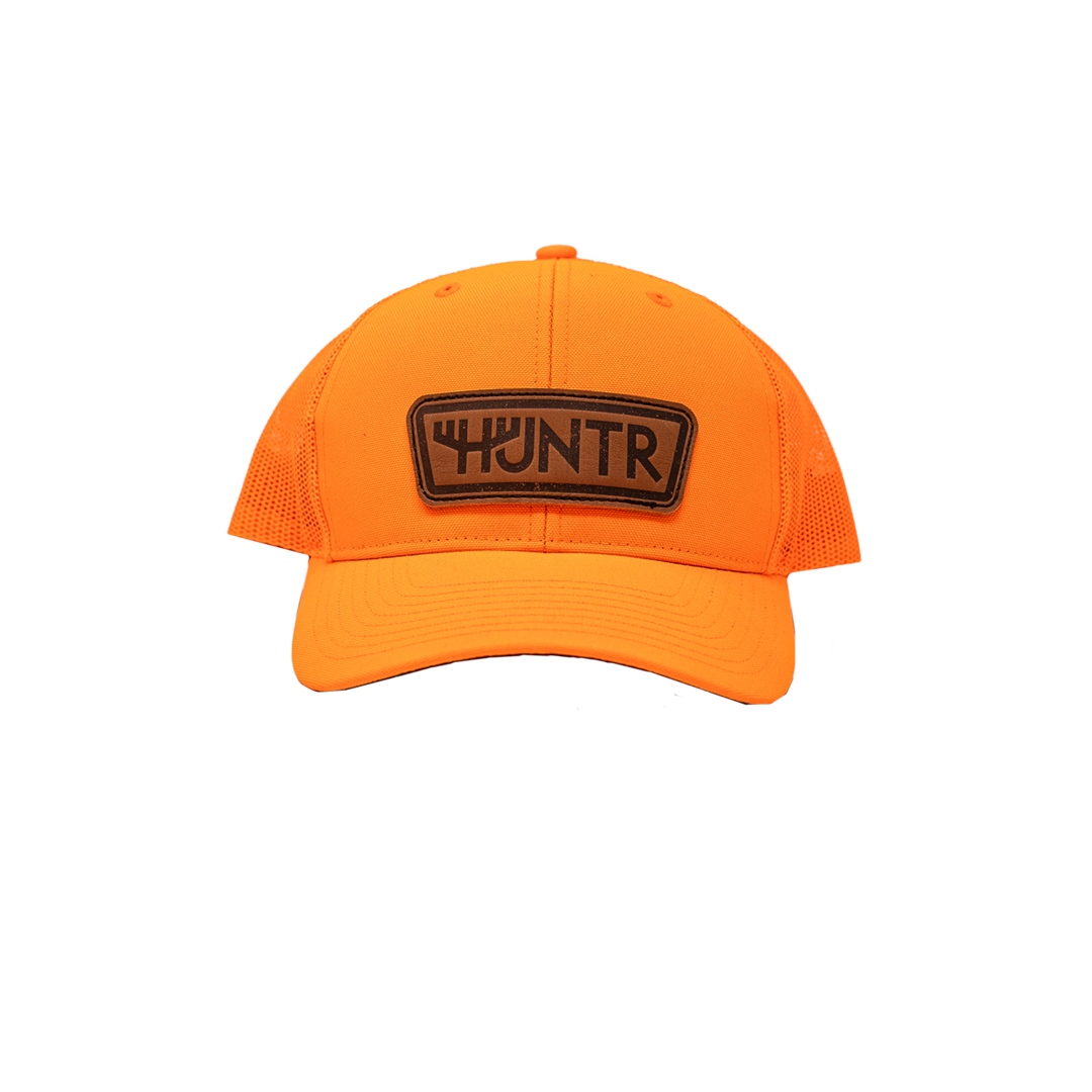 huntr logo orange hat front